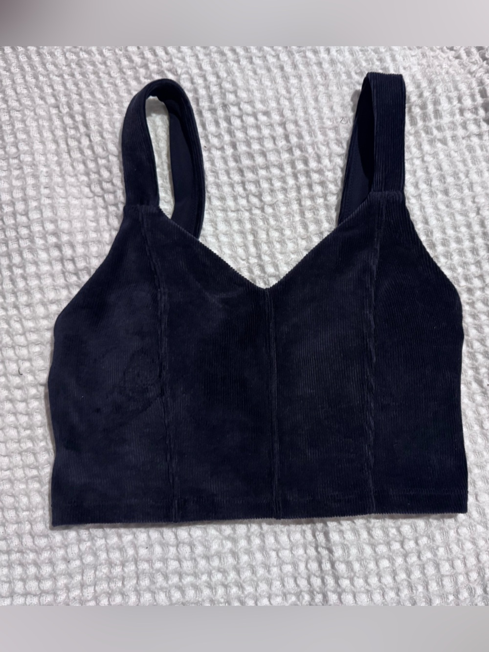 aerie Black Ribbed V-Neck Crop Tank